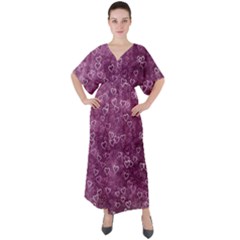 Background Purple Love V-neck Boho Style Maxi Dress by nateshop