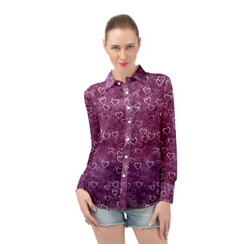 Background Purple Love Long Sleeve Chiffon Shirt by nateshop