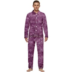 Background Purple Love Men s Long Sleeve Velvet Pocket Pajamas Set