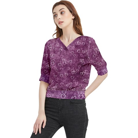 Background Purple Love Quarter Sleeve Blouse by nateshop