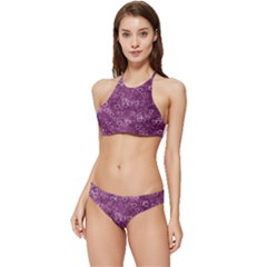 Background Purple Love Banded Triangle Bikini Set