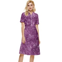 Background Purple Love Button Top Knee Length Dress by nateshop