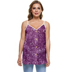 Background Purple Love Casual Spaghetti Strap Chiffon Top