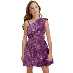 Background Purple Love Kids  One Shoulder Party Dress