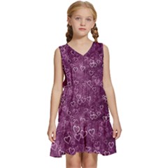 Background Purple Love Kids  Sleeveless Tiered Mini Dress by nateshop