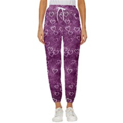 Background Purple Love Cropped Drawstring Pants