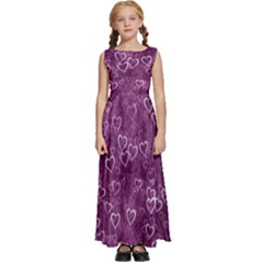 Background Purple Love Kids  Satin Sleeveless Maxi Dress