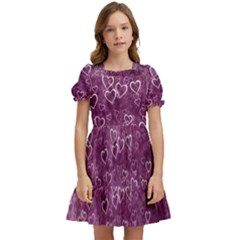 Background Purple Love Kids  Puff Sleeved Dress