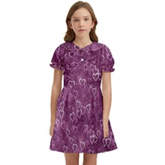 Background Purple Love Kids  Bow Tie Puff Sleeve Dress