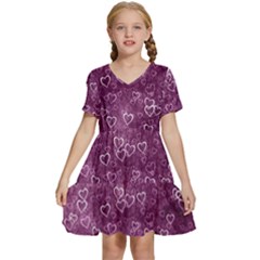 Background Purple Love Kids  Short Sleeve Tiered Mini Dress by nateshop