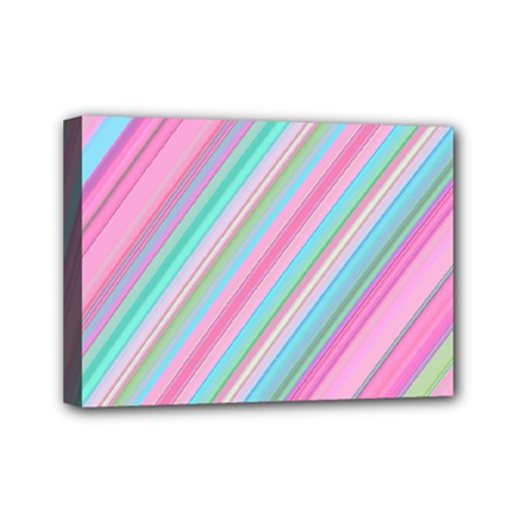 Background-lines Pink Mini Canvas 7  X 5  (stretched) by nateshop