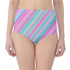 Background-lines Pink Classic High-waist Bikini Bottoms by nateshop