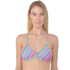 Background-lines Pink Reversible Tri Bikini Top by nateshop