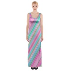 Background-lines Pink Thigh Split Maxi Dress by nateshop