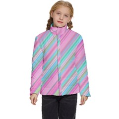 Background-lines Pink Kids  Puffer Bubble Jacket Coat