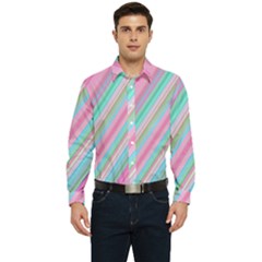 Background-lines Pink Men s Long Sleeve  Shirt