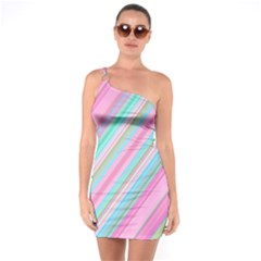 Background-lines Pink One Soulder Bodycon Dress by nateshop