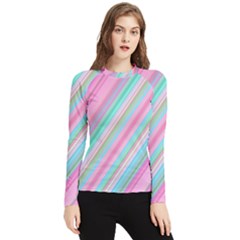 Background-lines Pink Women s Long Sleeve Rash Guard by nateshop