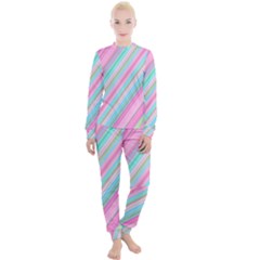 Background-lines Pink Women s Lounge Set by nateshop