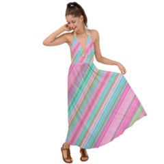 Background-lines Pink Backless Maxi Beach Dress by nateshop