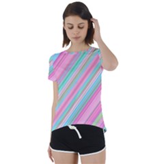 Background-lines Pink Short Sleeve Foldover Tee by nateshop