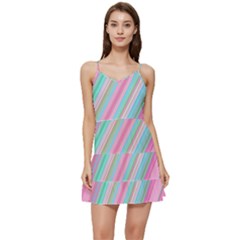 Background-lines Pink Short Frill Dress