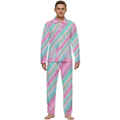 Background-lines Pink Men s Long Sleeve Velvet Pocket Pajamas Set