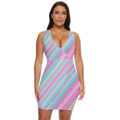 Background-lines Pink Draped Bodycon Dress by nateshop