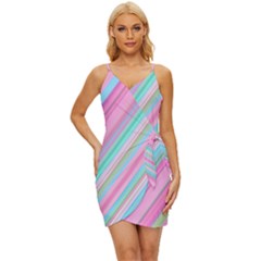 Background-lines Pink Wrap Tie Front Dress