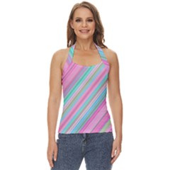 Background-lines Pink Basic Halter Top