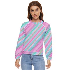 Background-lines Pink Women s Long Sleeve Raglan Tee