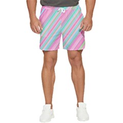 Background-lines Pink Men s Runner Shorts