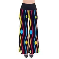 Rainbow Wavy Lines & Dots Pattern So Vintage Palazzo Pants by PKHarrisPlace