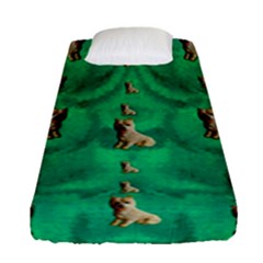 Happy Small Dogs In Calm In The Big Blooming Forest Fitted Sheet (single Size) by pepitasart