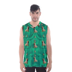 Happy Small Dogs In Calm In The Big Blooming Forest Men s Basketball Tank Top by pepitasart