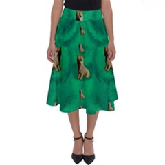 Happy Small Dogs In Calm In The Big Blooming Forest Perfect Length Midi Skirt by pepitasart