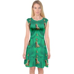 Happy Small Dogs In Calm In The Big Blooming Forest Capsleeve Midi Dress by pepitasart