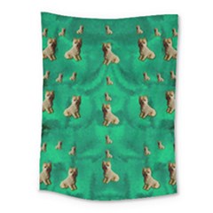 Happy Small Dogs In Calm In The Big Blooming Forest Medium Tapestry