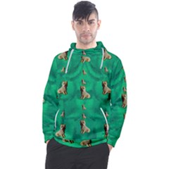 Happy Small Dogs In Calm In The Big Blooming Forest Men s Pullover Hoodie