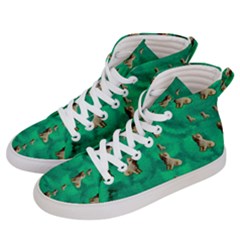 Happy Small Dogs In Calm In The Big Blooming Forest Men s Hi-top Skate Sneakers by pepitasart