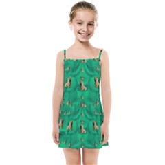 Happy Small Dogs In Calm In The Big Blooming Forest Kids  Summer Sun Dress by pepitasart