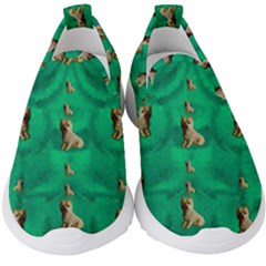 Happy Small Dogs In Calm In The Big Blooming Forest Kids  Slip On Sneakers by pepitasart