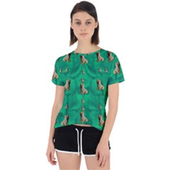 Happy Small Dogs In Calm In The Big Blooming Forest Open Back Sport Tee by pepitasart