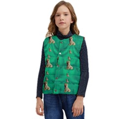 Happy Small Dogs In Calm In The Big Blooming Forest Kid s Short Button Up Puffer Vest	