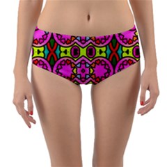 Abstract-karakkter Reversible Mid-waist Bikini Bottoms by nateshop