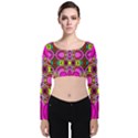 Abstract-karakkter Velvet Long Sleeve Crop Top View1