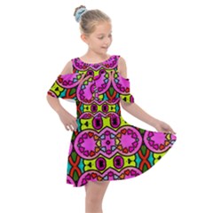 Abstract-karakkter Kids  Shoulder Cutout Chiffon Dress by nateshop