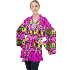 Abstract-karakkter Long Sleeve Velvet Kimono 