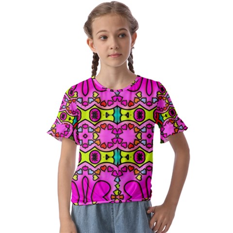 Abstract-karakkter Kids  Cuff Sleeve Scrunch Bottom Tee by nateshop