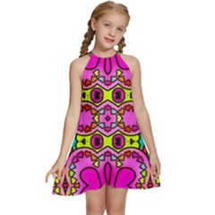 Abstract-karakkter Kids  Halter Collar Waist Tie Chiffon Dress